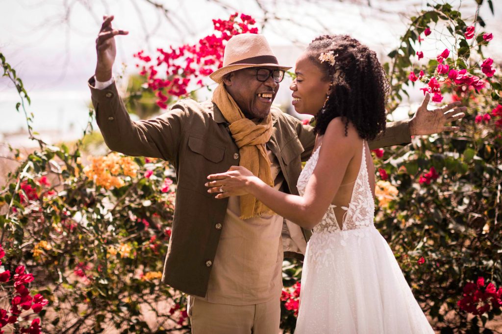 Photos de first look à Marie-Galante avec son papa