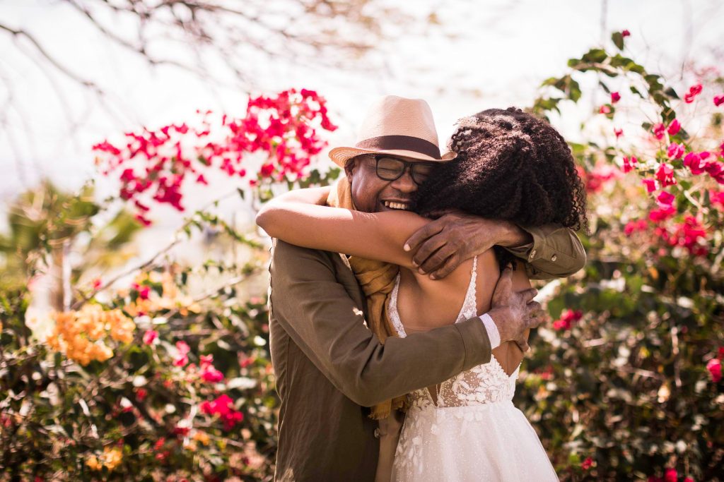 Photos de first look à Marie-Galante avec son papa